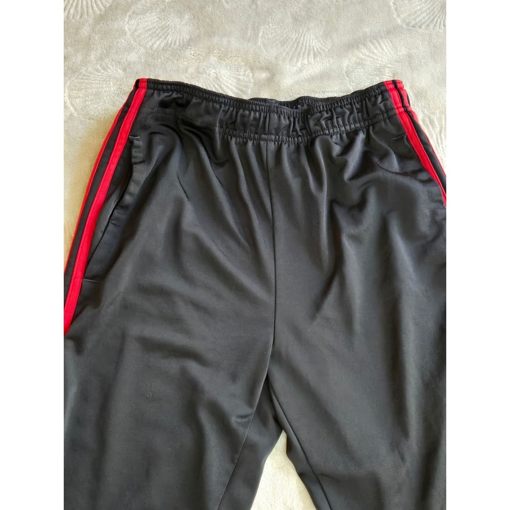 Adidas Mens Track Pants Black Red Side Stripes Elastic Waist Small BK4642